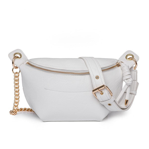 Luxe Convertible Sling Belt Bum Bag

Chain Accent Convertible Sling Bag

Boutique Quality
Luxe Vegan Leather
Adjustable Vegan Leather/Chain Strap
O Ring Clasp
Inside Lining
Inside Zipper pocket
Open Sidewall Pocket
Back Zipper Pocket
Full Zip Closure
Measurements: 11"x 7.5"&nbsp;
Strap Length: 9.5" - 24.75"

Style: high end, sling, belt bag
