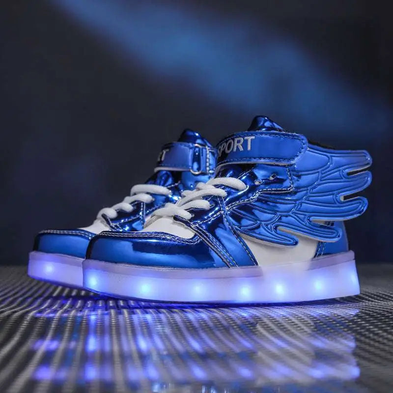 Winged White High Top Light Shoes Children