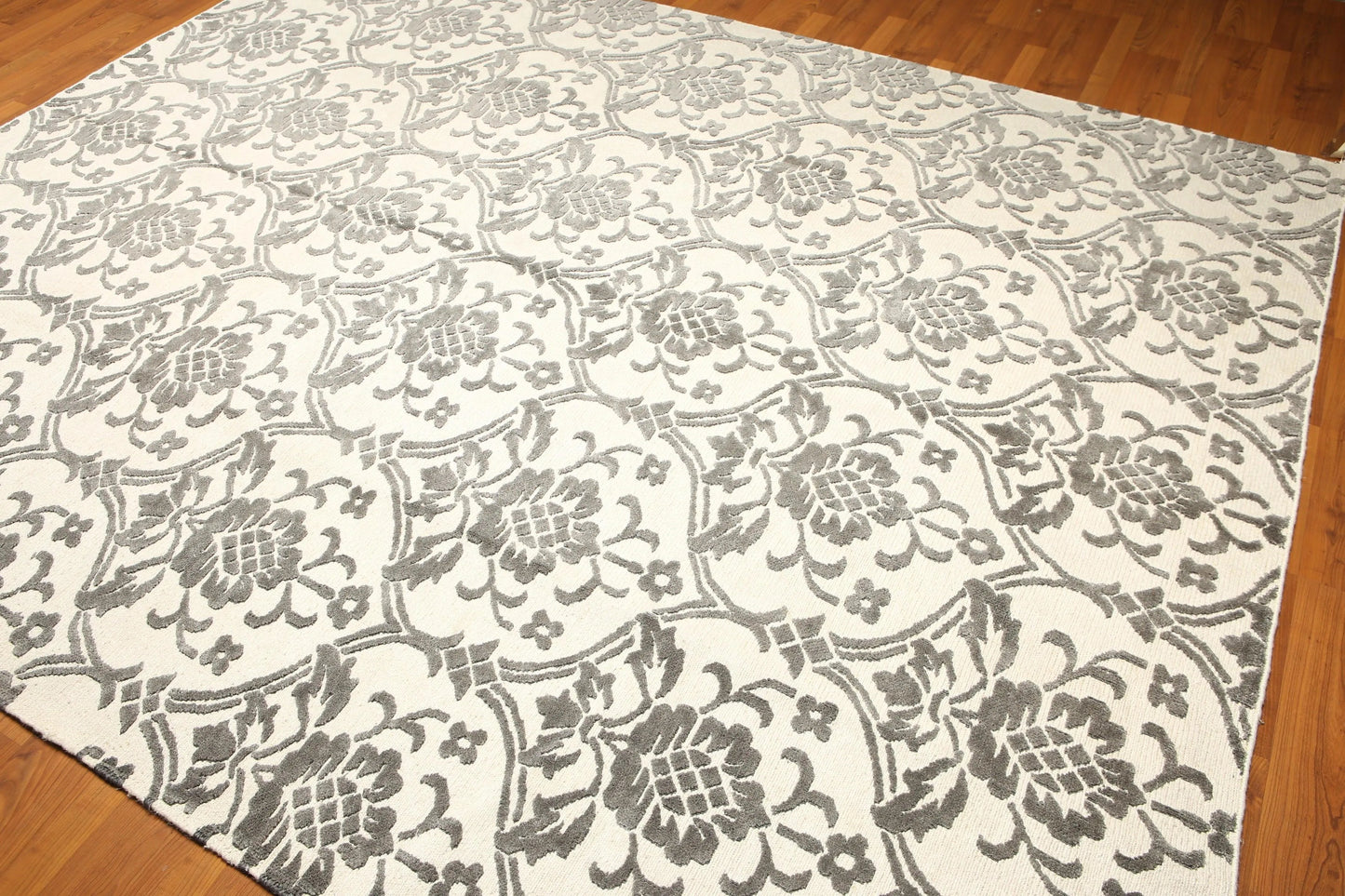 High End wool & silk Tibetan Hand Knotted Designer Area Rug Ivory 8' x 10'-3