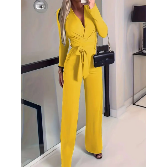 Women’s Casual Sleeveless Jumpsuit with Belted Waist
