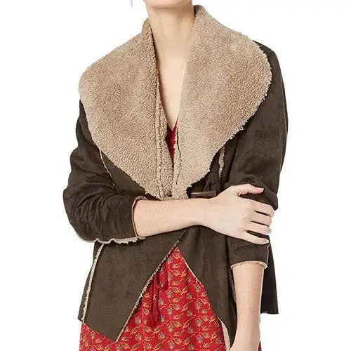 Women’s Khaki Shearling Jacket-0
