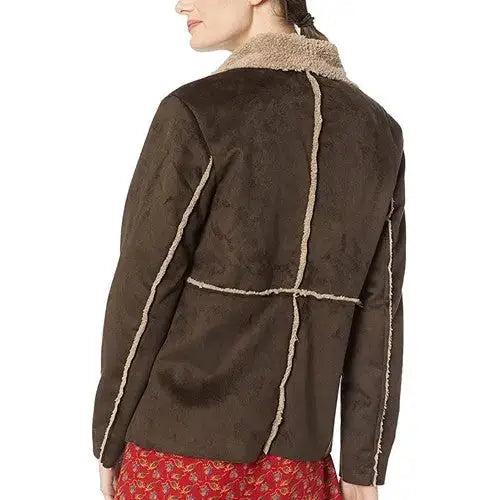Women’s Khaki Shearling Jacket-1
