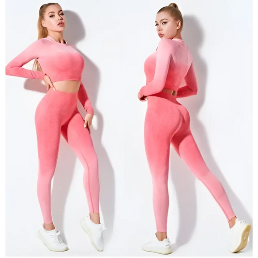 Women’s Seamless Gradient Long Sleeve Yoga Set