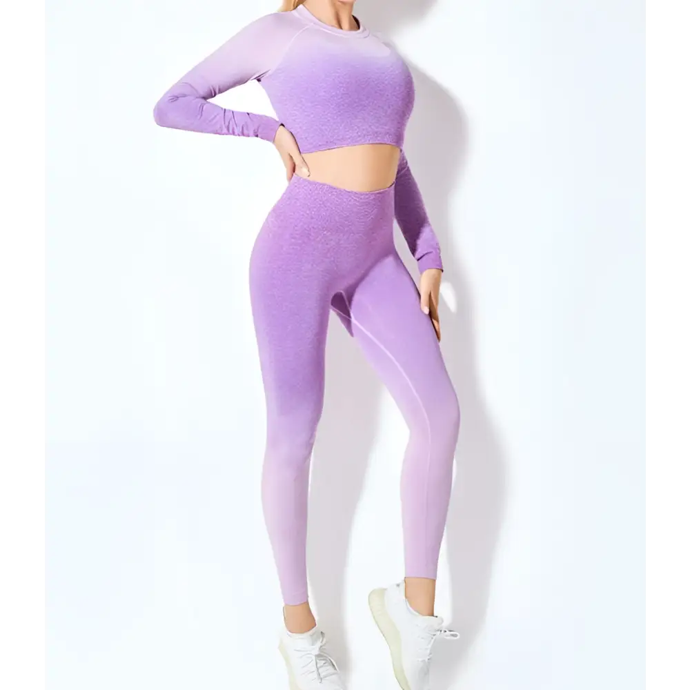 Women’s Seamless Gradient Long Sleeve Yoga Set