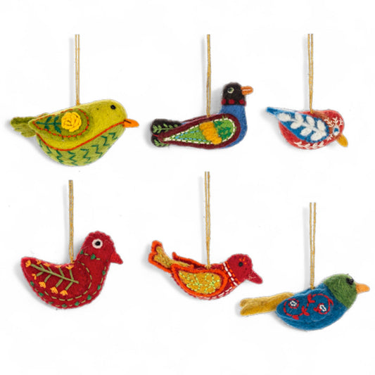 Wool Felt Embroidered Bird Ornament | 6 Styles