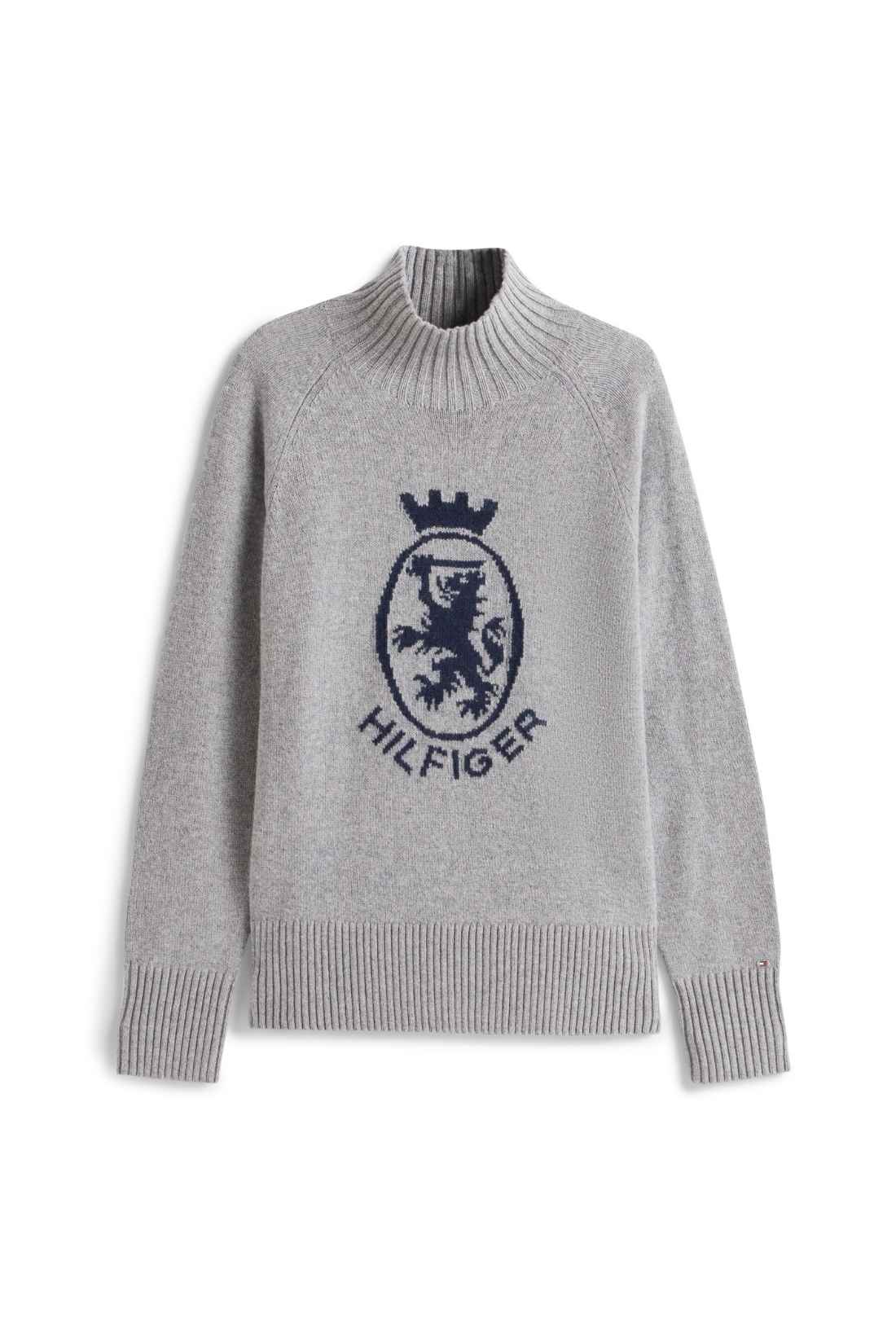 TOMMY HILFIGER - Women's mock sweater with logo inlay - Size L-4