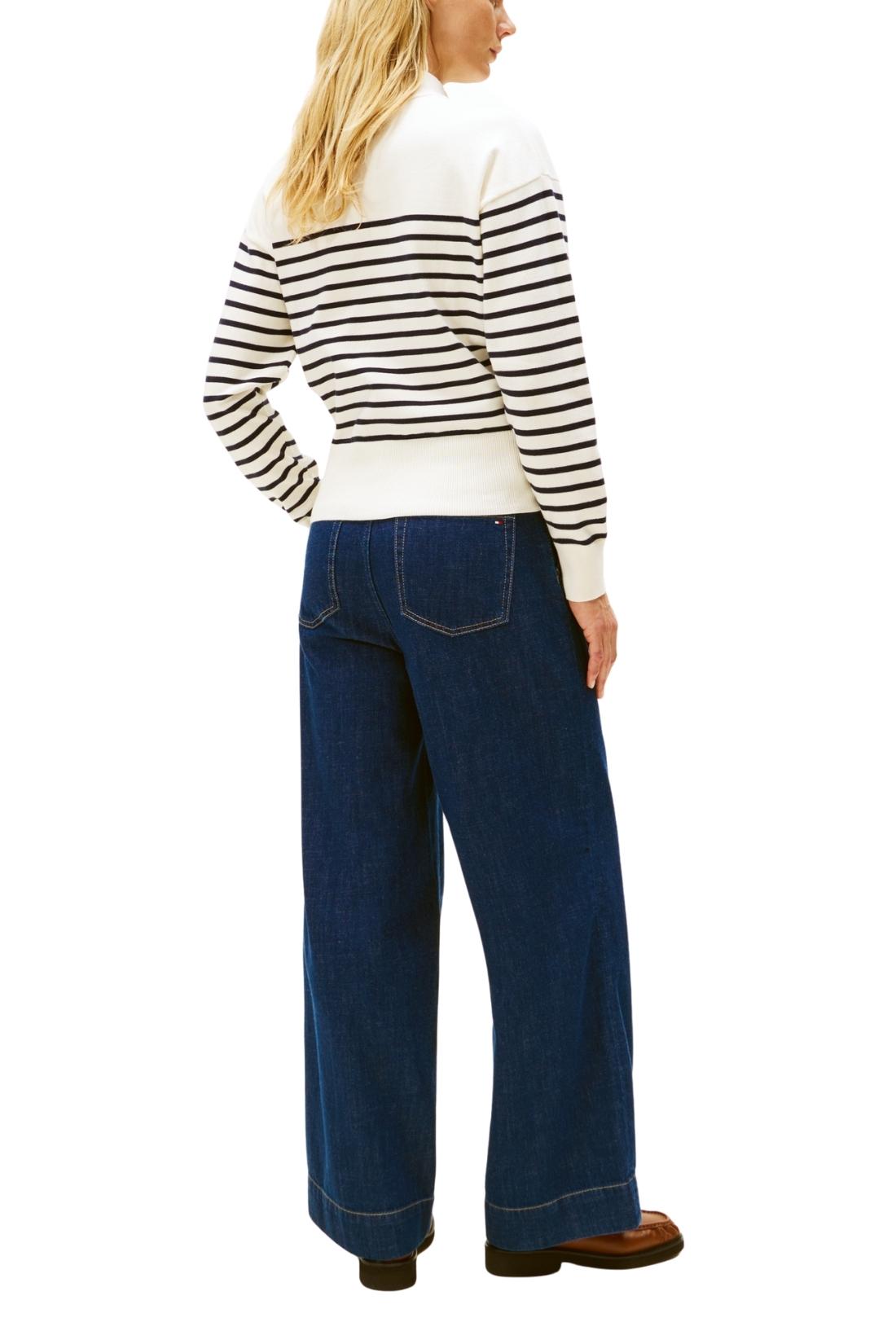 TOMMY HILFIGER - Women's striped pullover with mock neck-2