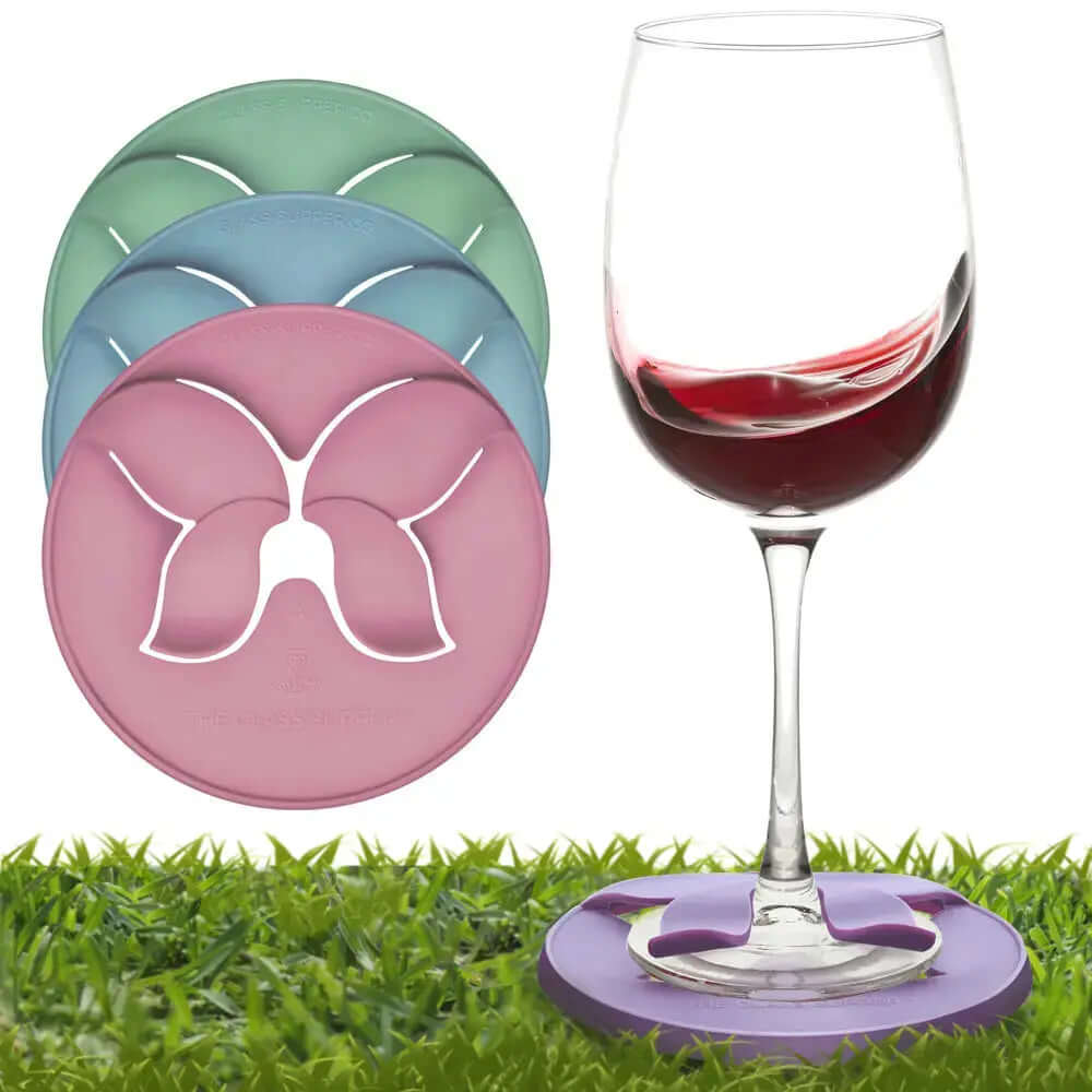 Spill-Proof Outdoor Wine Glass Holder for Beach, Sand & Grass | Glass Slipper