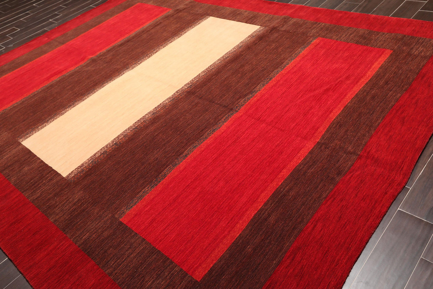 9'3" x 11'10" Hand Knotted 100% Wool Designer Oriental Area Rug Contemporary Red-3