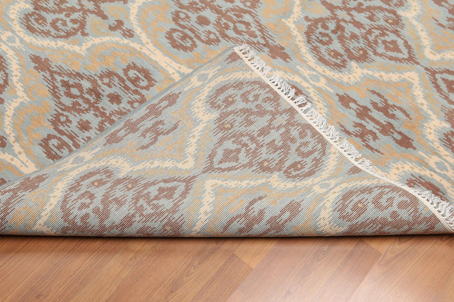 6' x 9' Hand Knotted IKAT Design 100% Wool Area rug Aqua-2