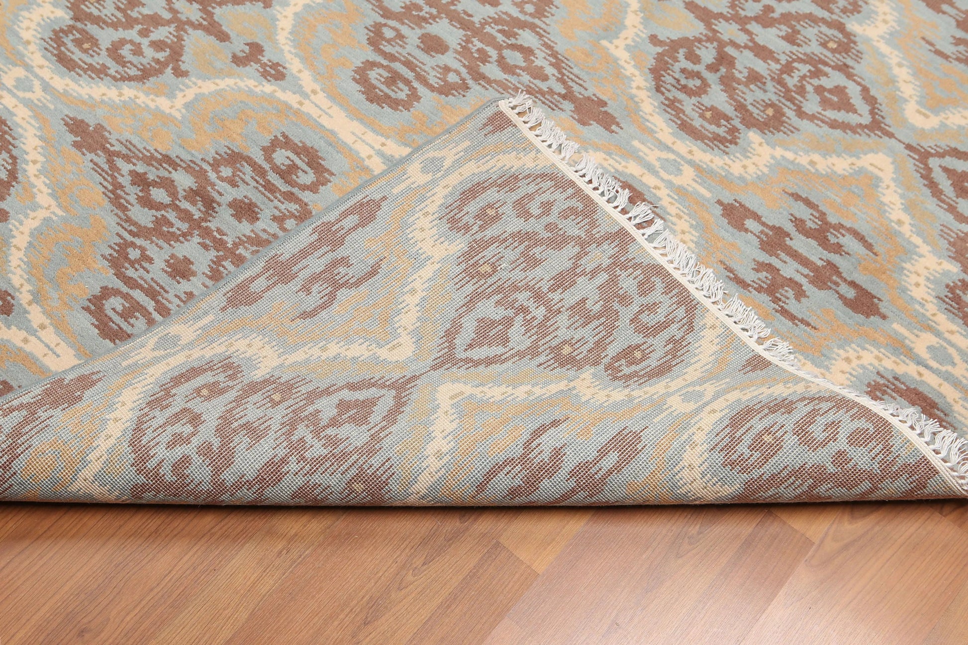 6' x 9' Hand Knotted IKAT Design 100% Wool Area rug Aqua-2