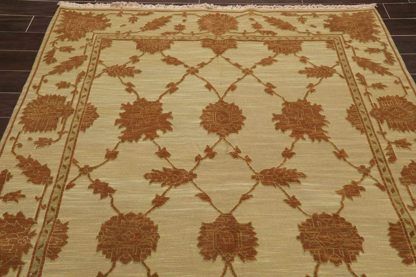 6' x 9' Hand Knotted Wool & Silk High Low Pile Area Rug Beige-4