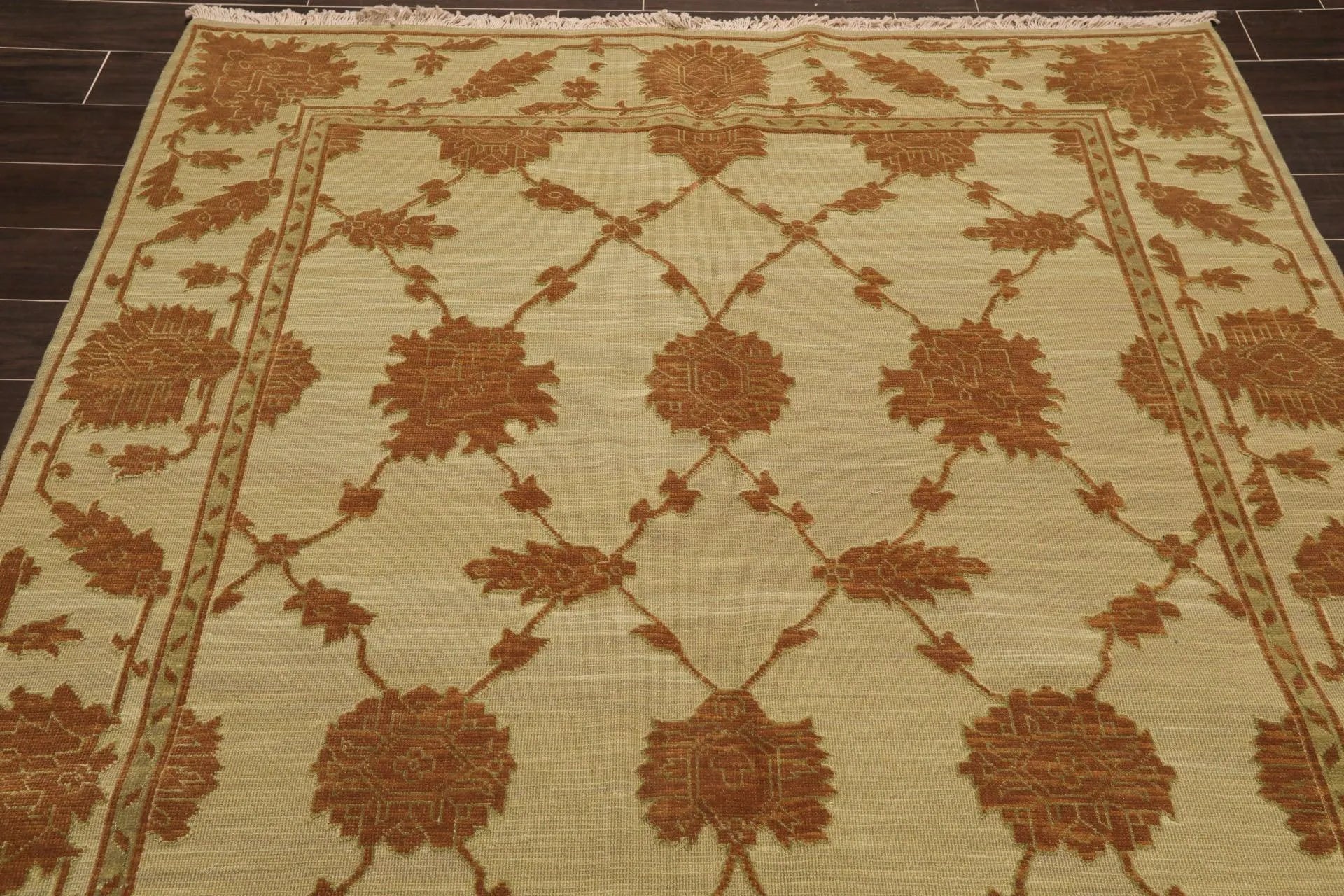 6' x 9' Hand Knotted Wool & Silk High Low Pile Area Rug Beige-4