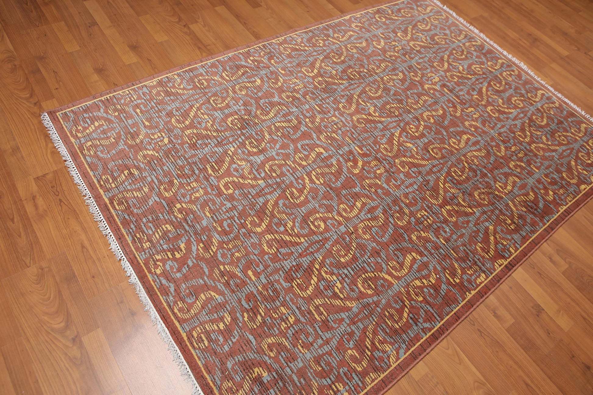 5' x 8' Hand Knotted 100% Wool Transitional Oriental Area rug Rust-2
