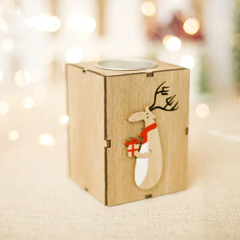 Wooden Christmas Candleholder Decoration