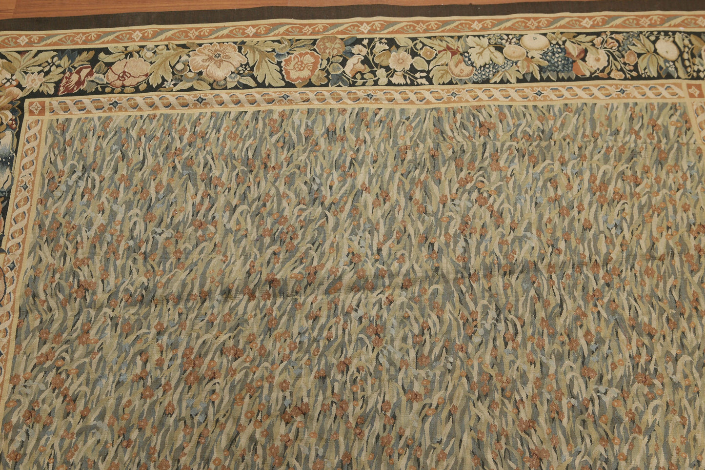 5'7" x 8' Hand woven Wool 300KPSI S. Fine French Needlepoint Tapestry Rug Green-3