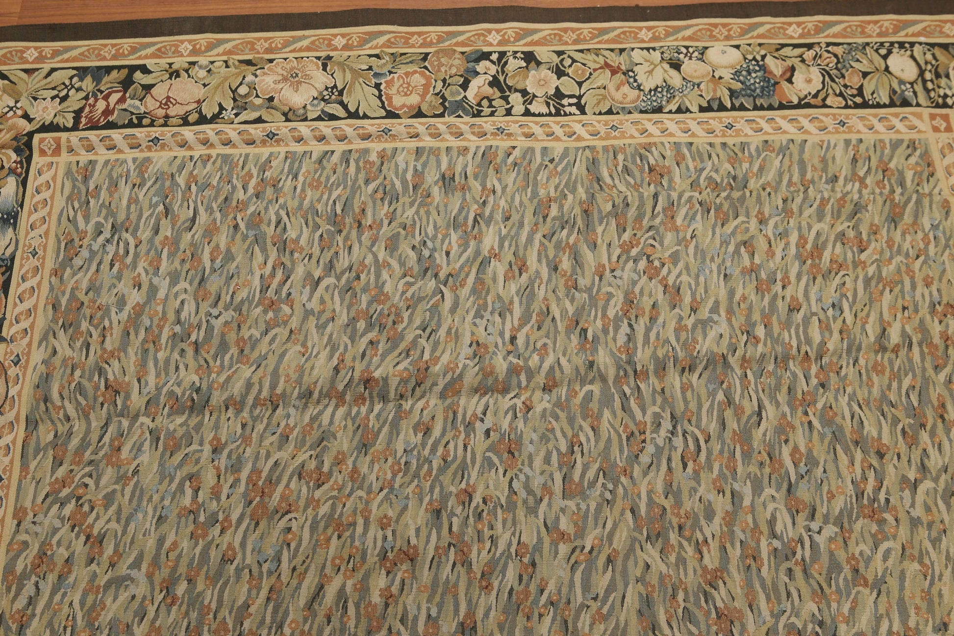 5'7" x 8' Hand woven Wool 300KPSI S. Fine French Needlepoint Tapestry Rug Green-3
