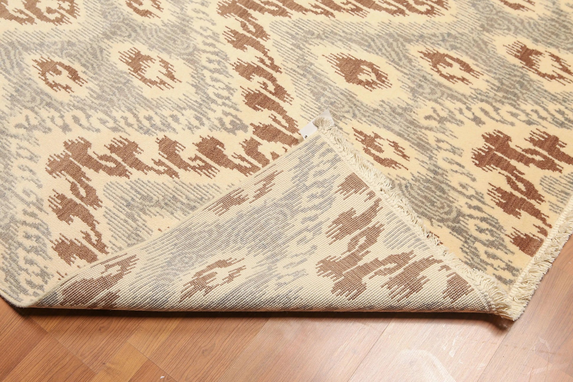 8' x 10' Modern Hand Knotted Ikat Wool Full Pile Oriental Area Rug Ivory-2