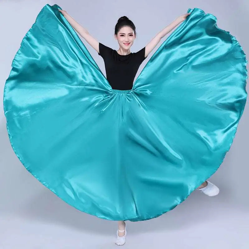 Yellow Satin Solid Color Performance Skirt