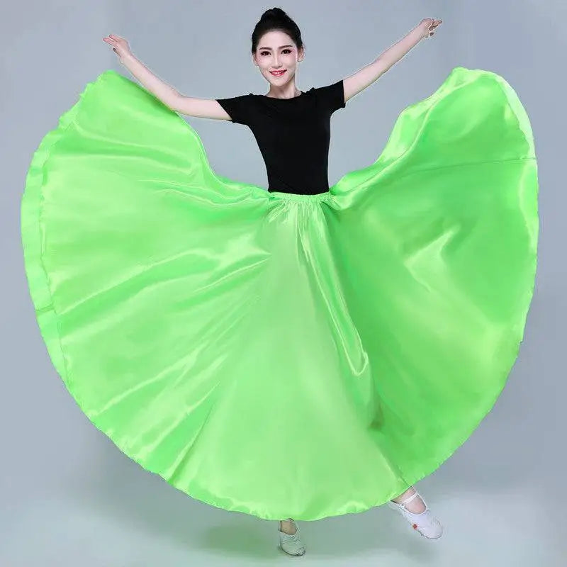 Yellow Satin Solid Color Performance Skirt