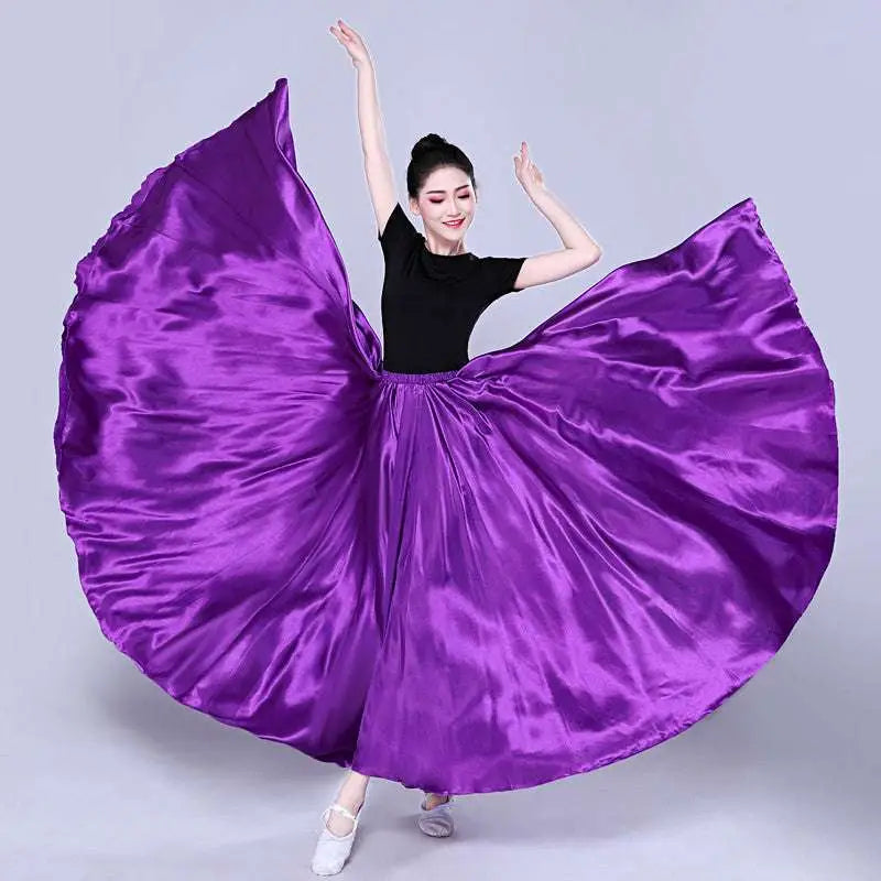 Yellow Satin Solid Color Performance Skirt