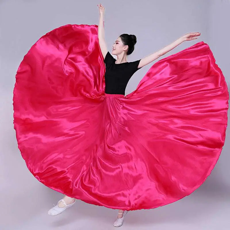 Yellow Satin Solid Color Performance Skirt
