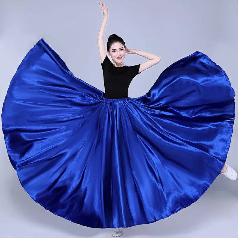 Yellow Satin Solid Color Performance Skirt