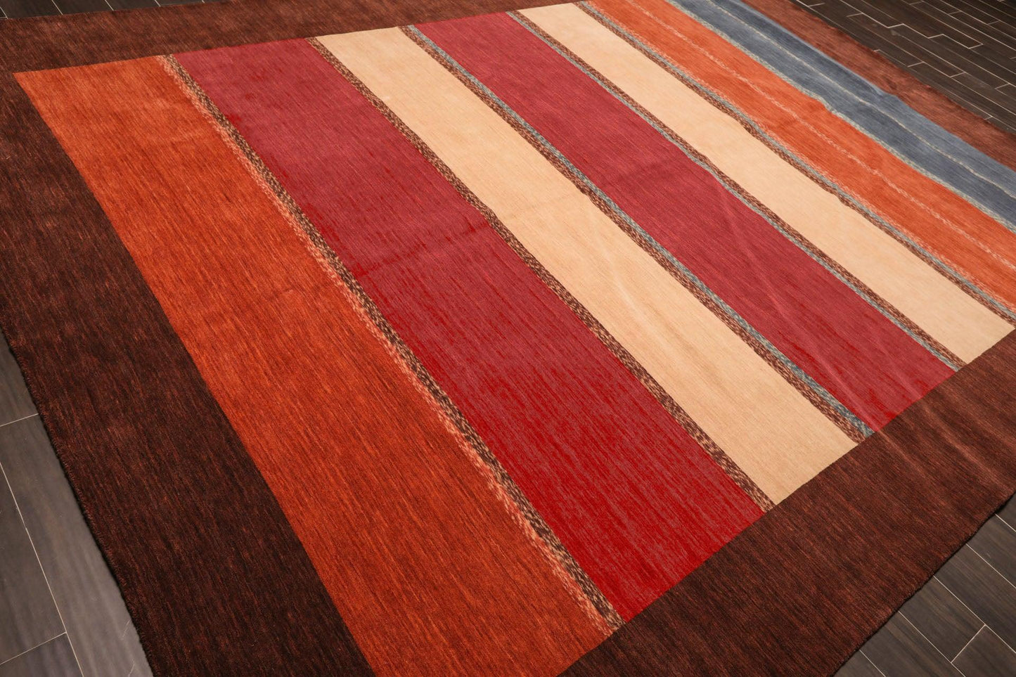 8'11" x 12' Hand Knotted Wool Oriental Area Rug Contemporary Brown-3