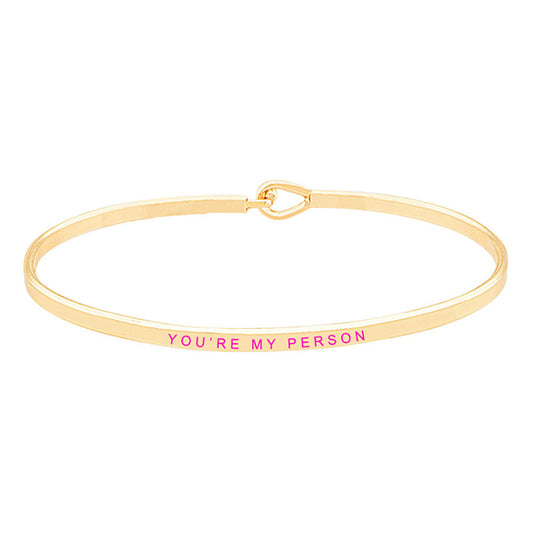 You're My Person Brass Thin Metal Hook Bracelet