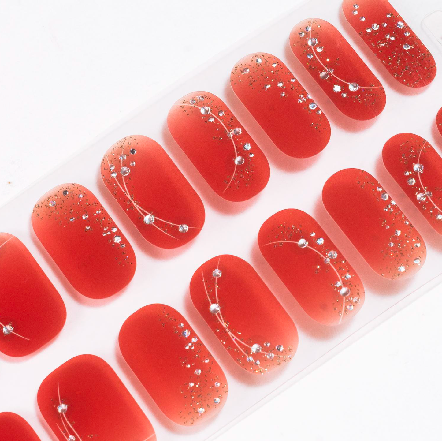 Red Shimmer Gel Nails-0