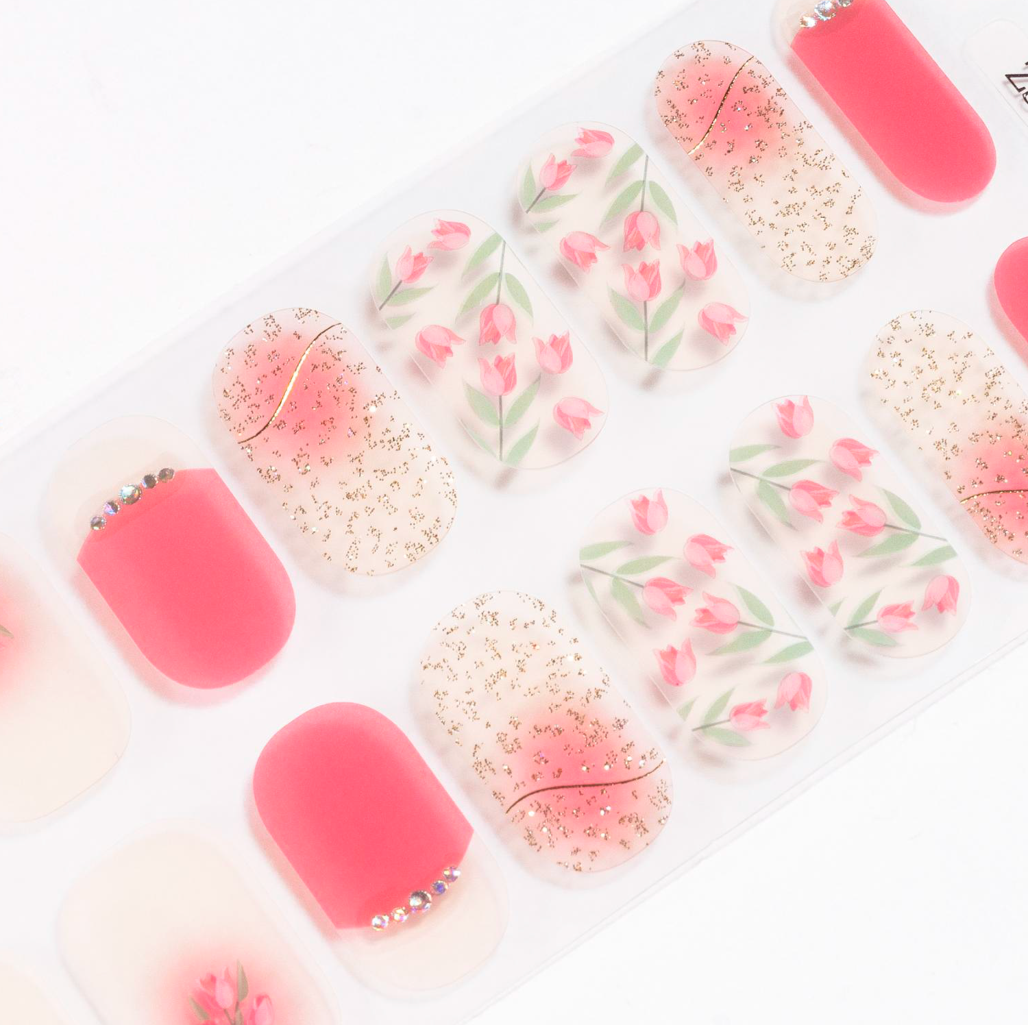 Pink Tulips Gel Nails-0