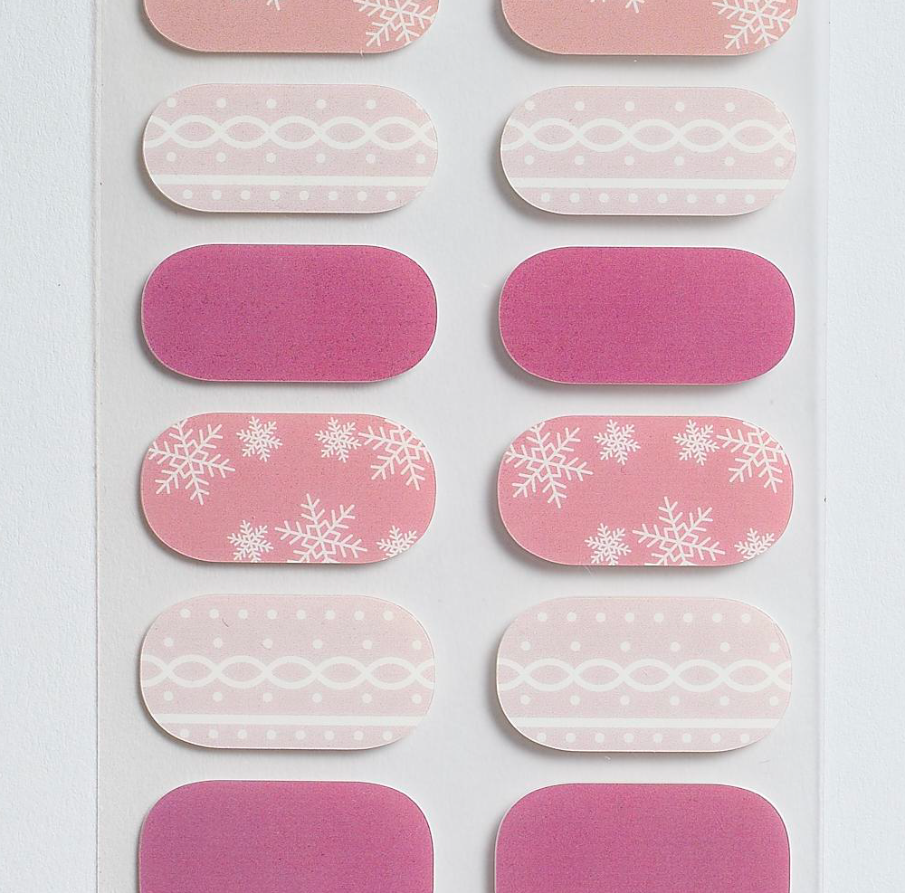 Pink Snow Gel Nails-1