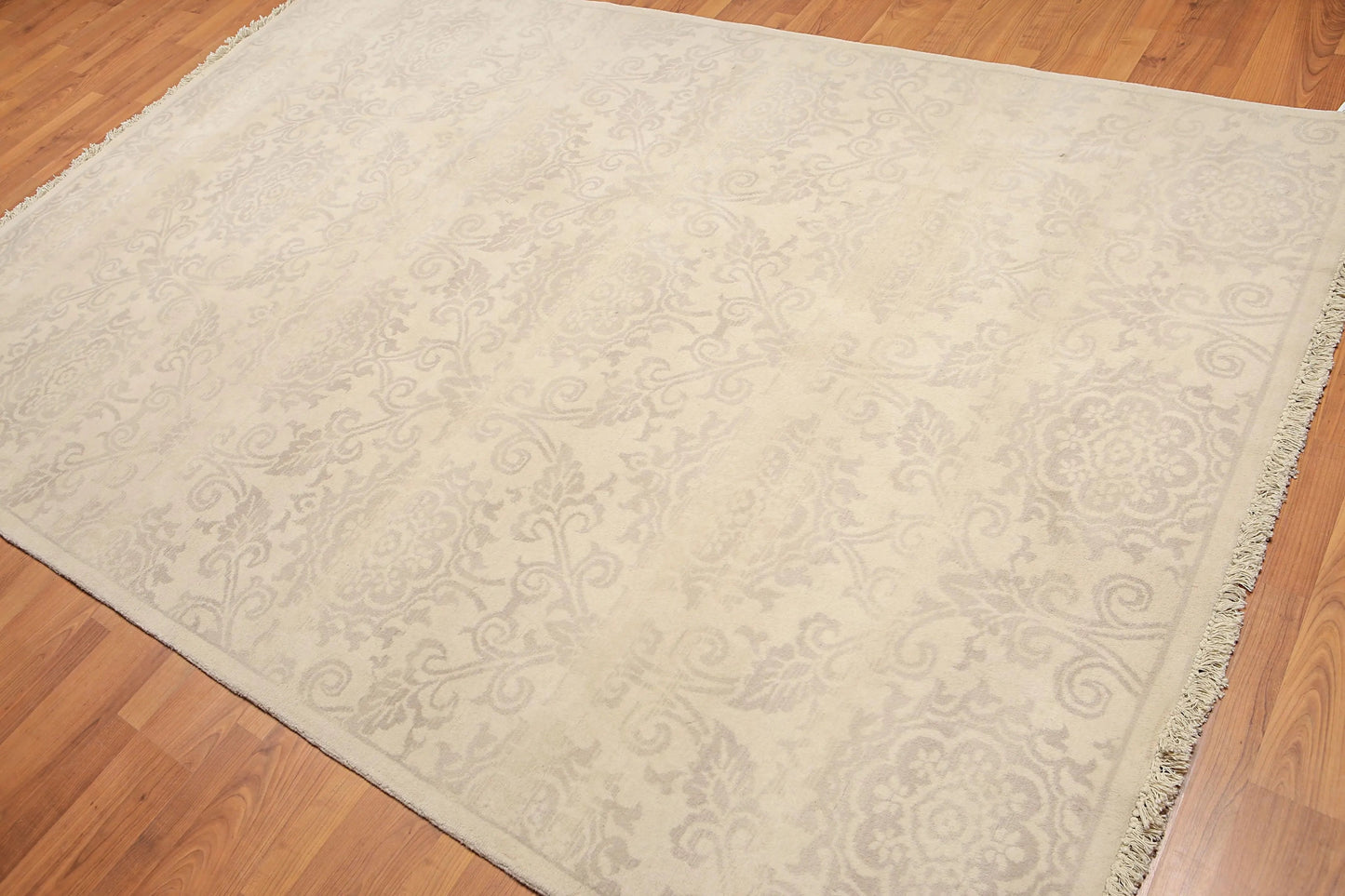 6' x 9' Hand Knotted Floral Traditional Oriental Wool Area rug Beige-1