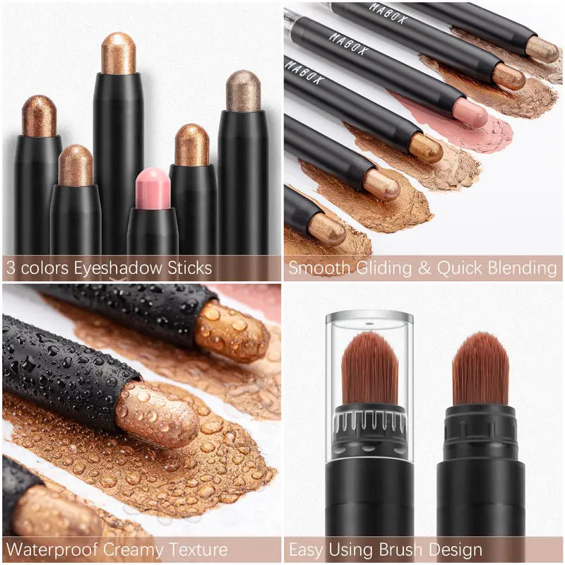 Metallic Eyeshadow Stick Set - 6 Creamy Pencils