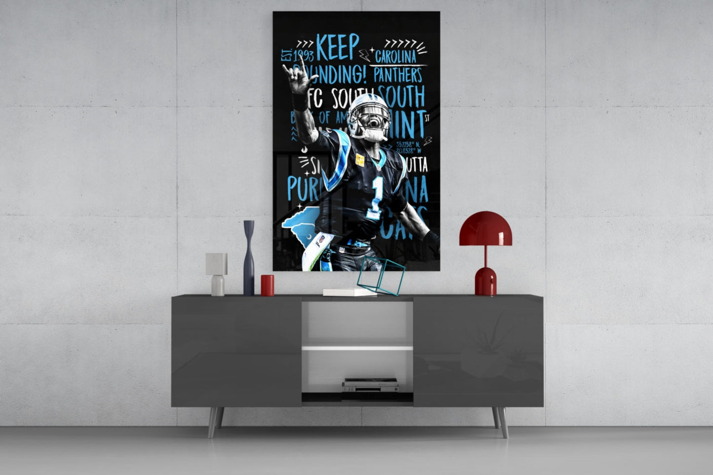 Cam Newton Glass Wall Art
