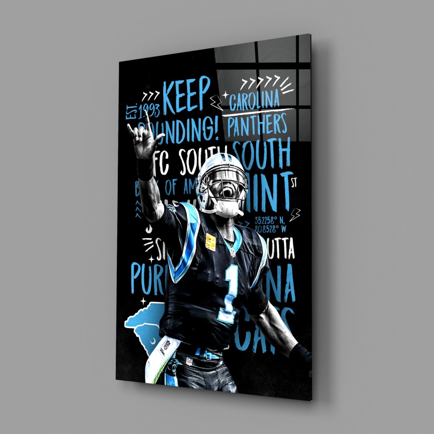 Cam Newton Glass Wall Art