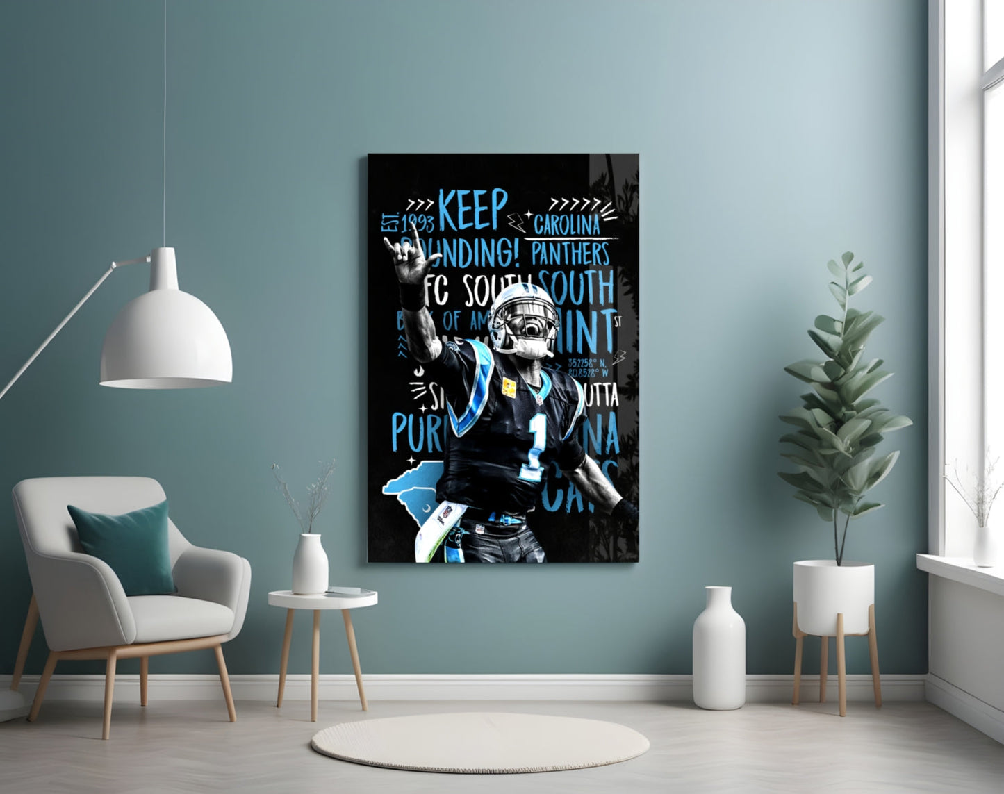 Cam Newton Glass Wall Art