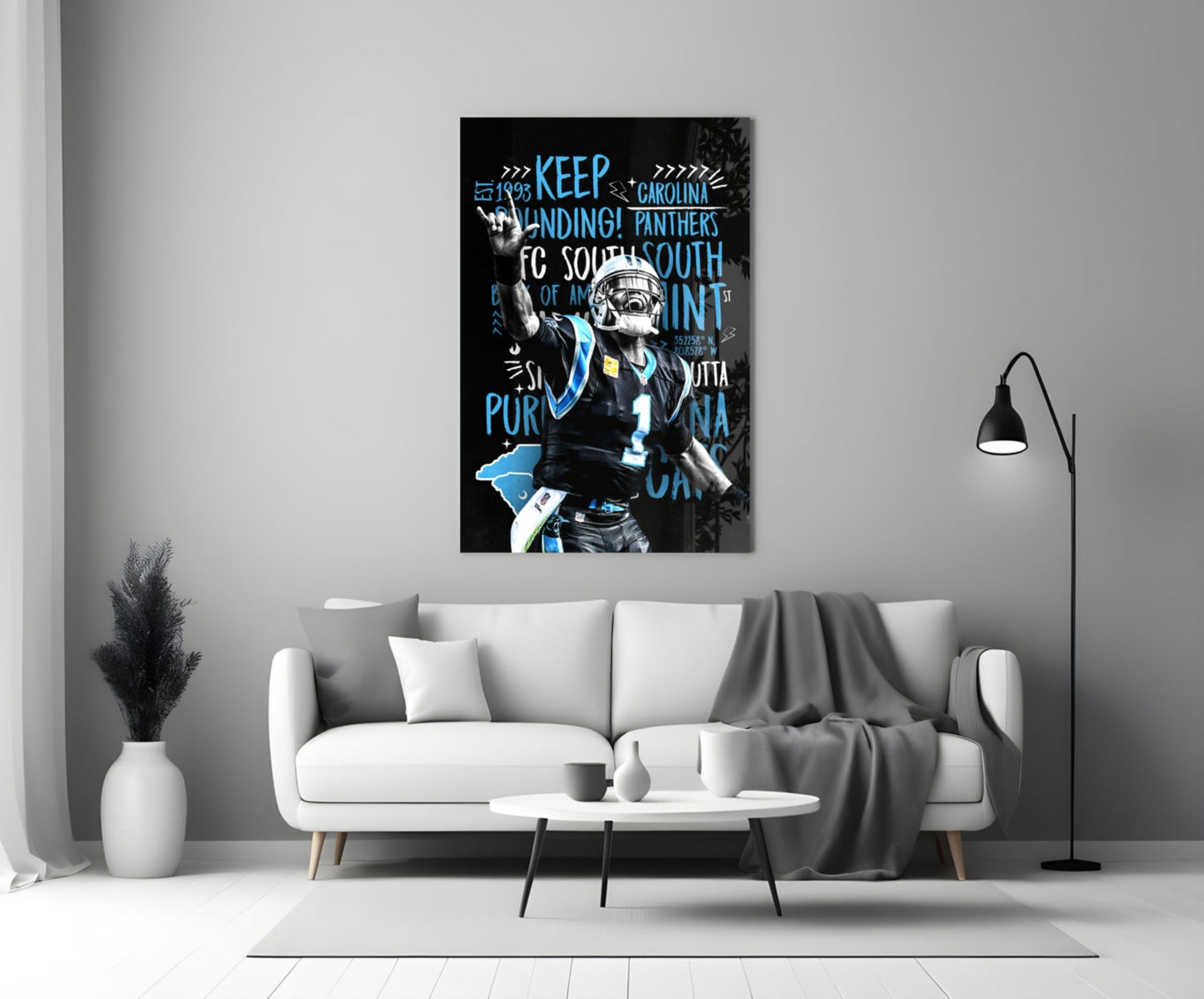 Cam Newton Glass Wall Art