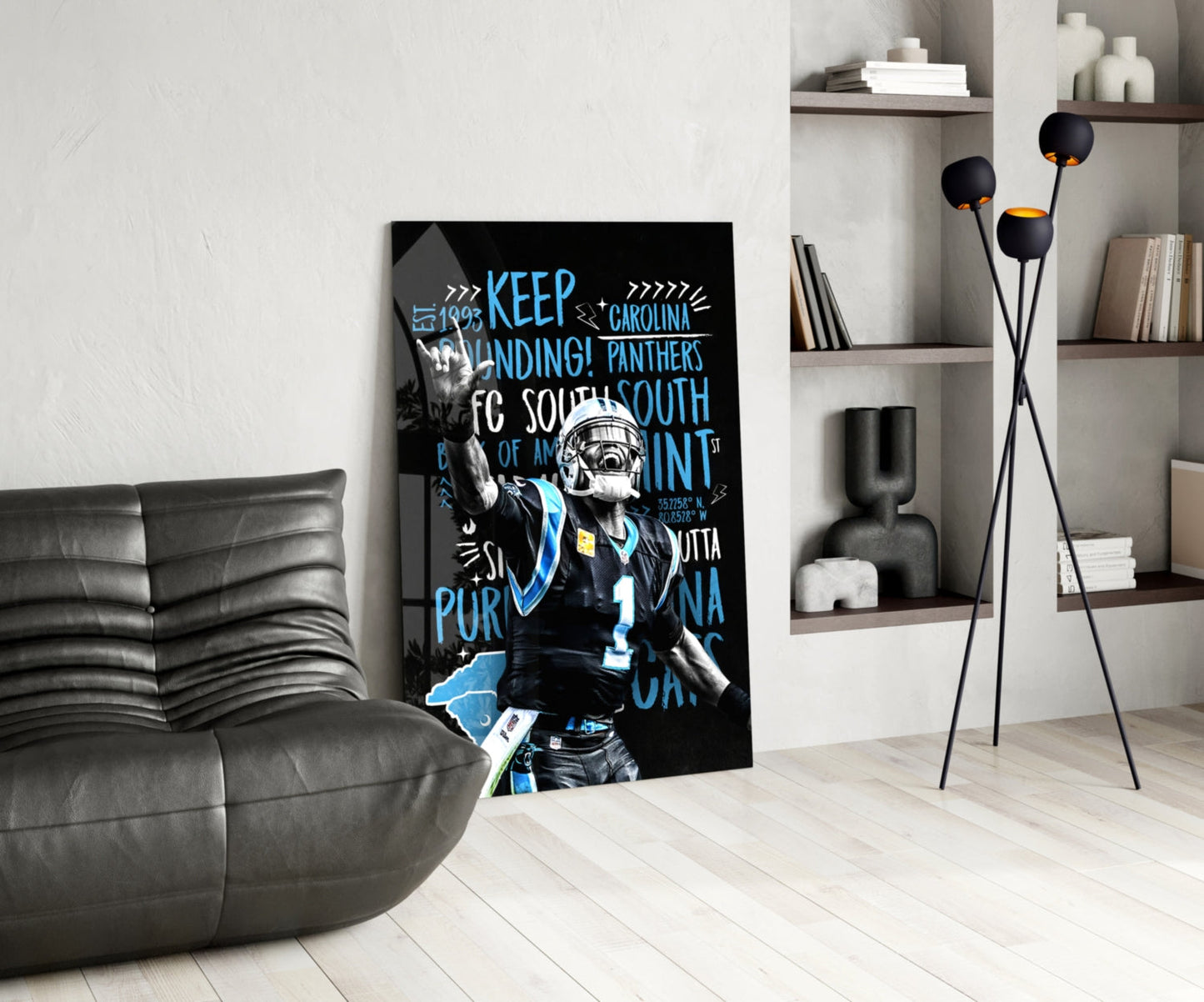Cam Newton Glass Wall Art