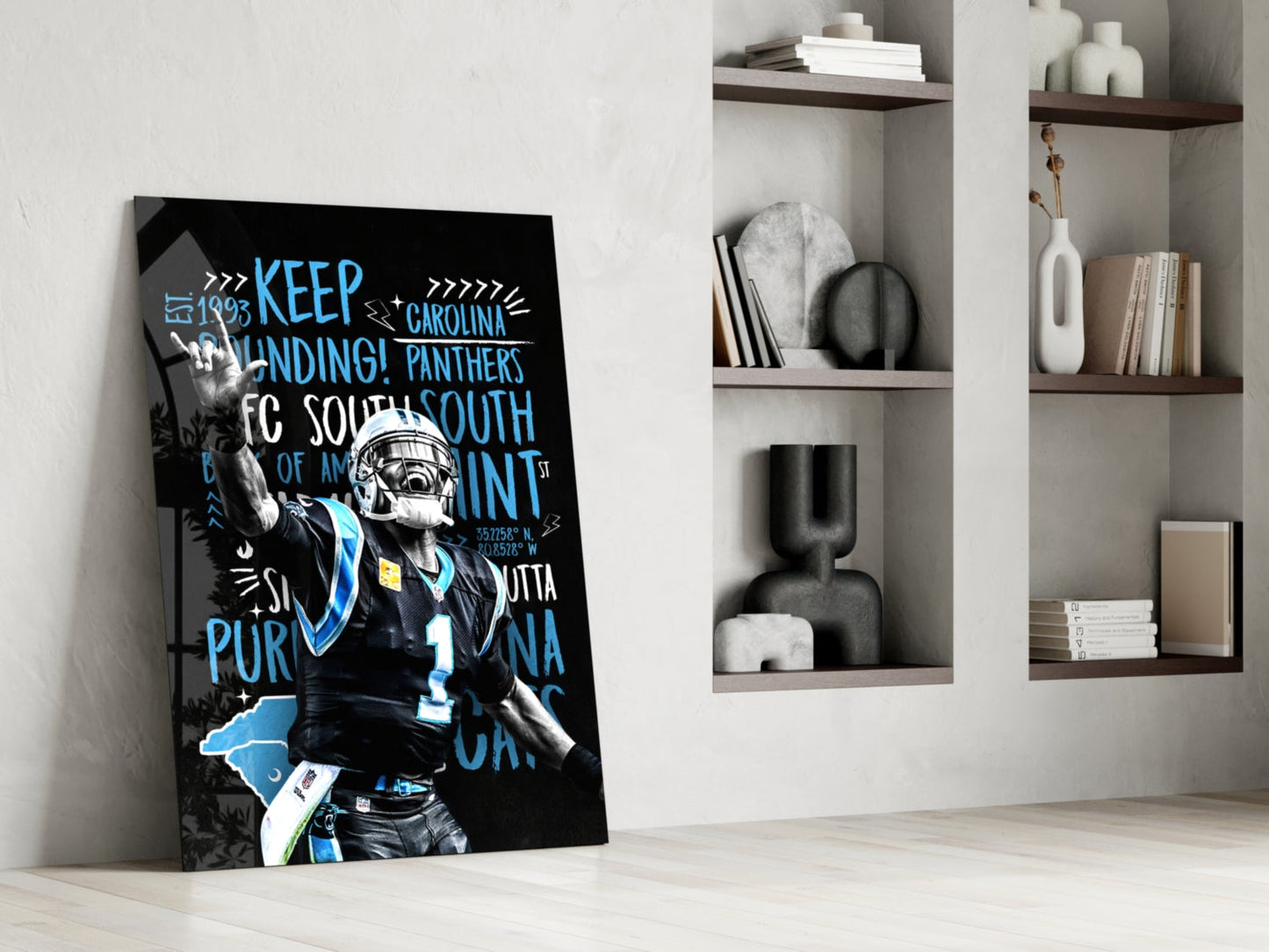 Cam Newton Glass Wall Art
