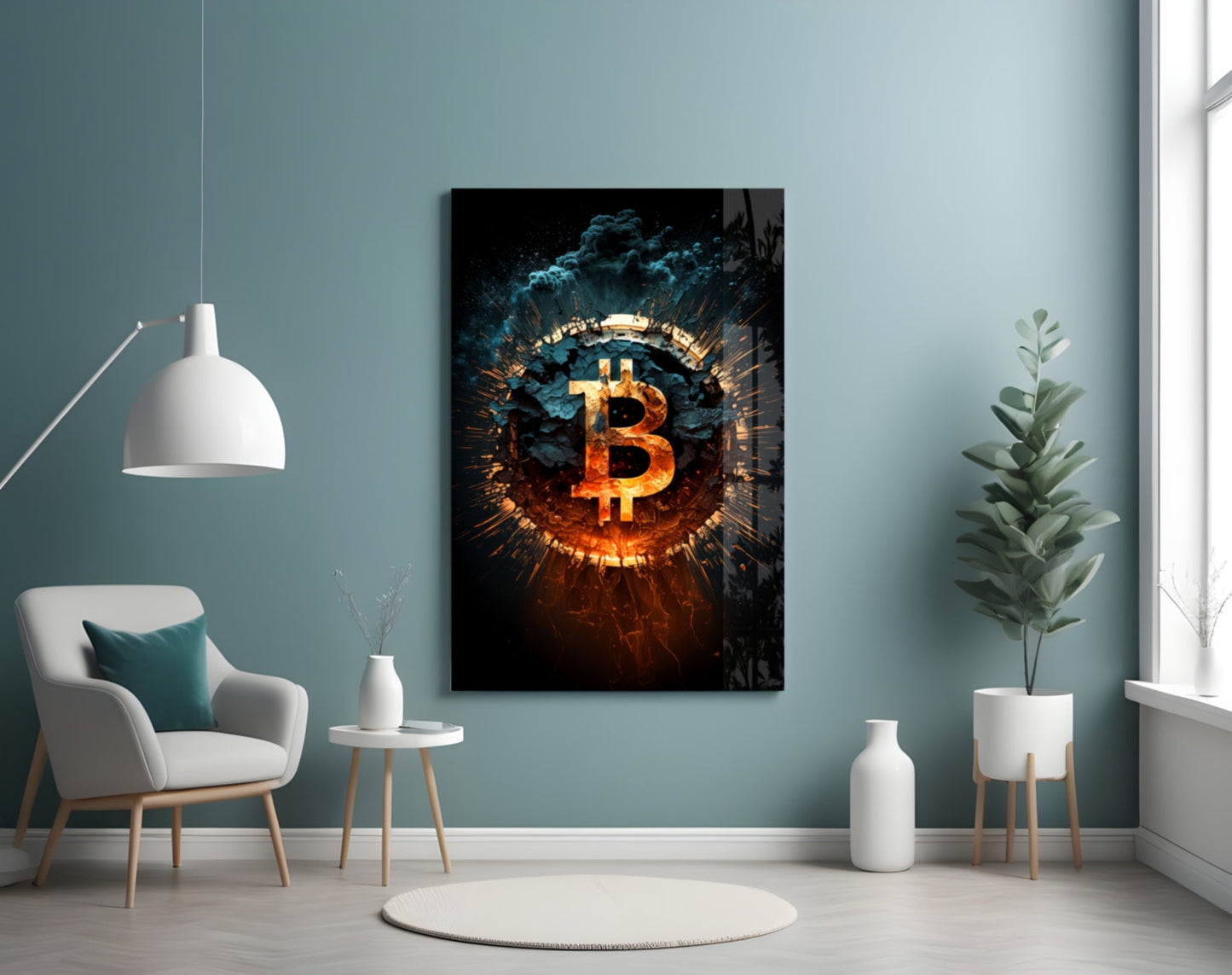 Bitcoin Glass Wall Art