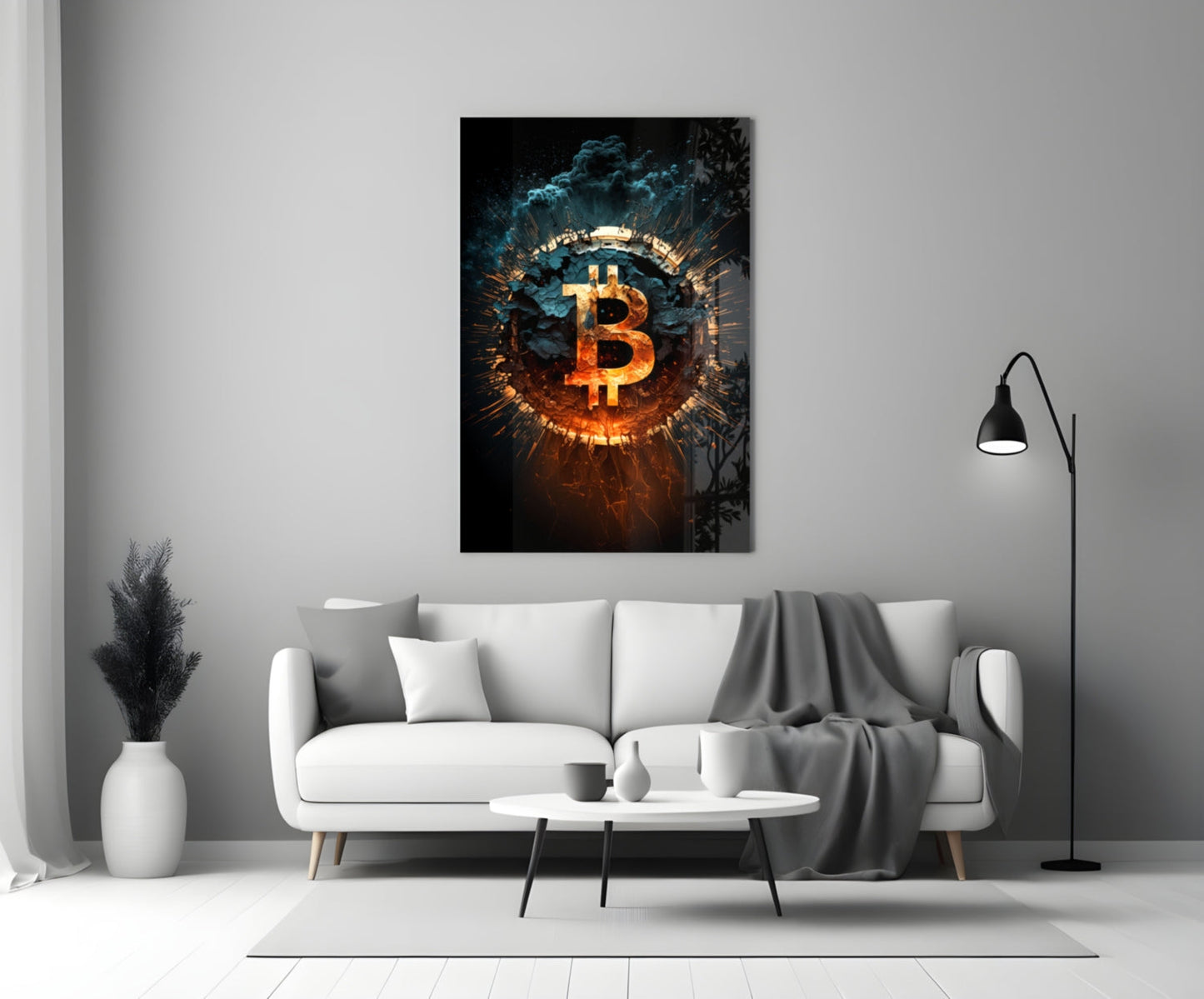Bitcoin Glass Wall Art