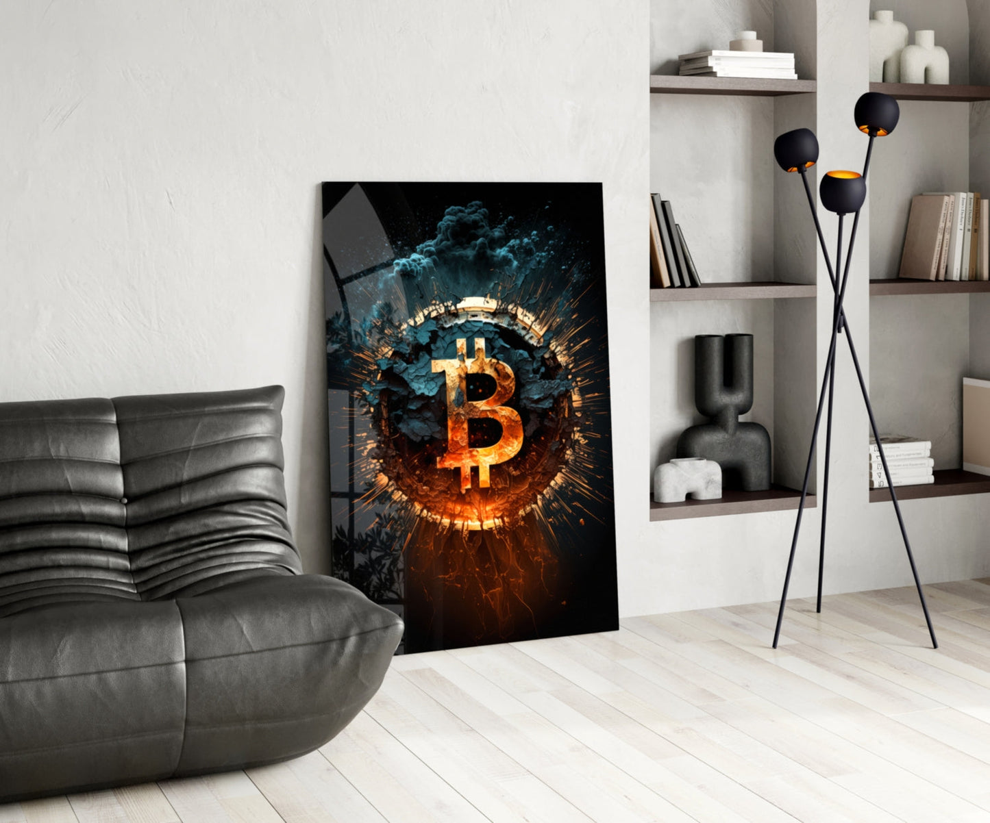 Bitcoin Glass Wall Art