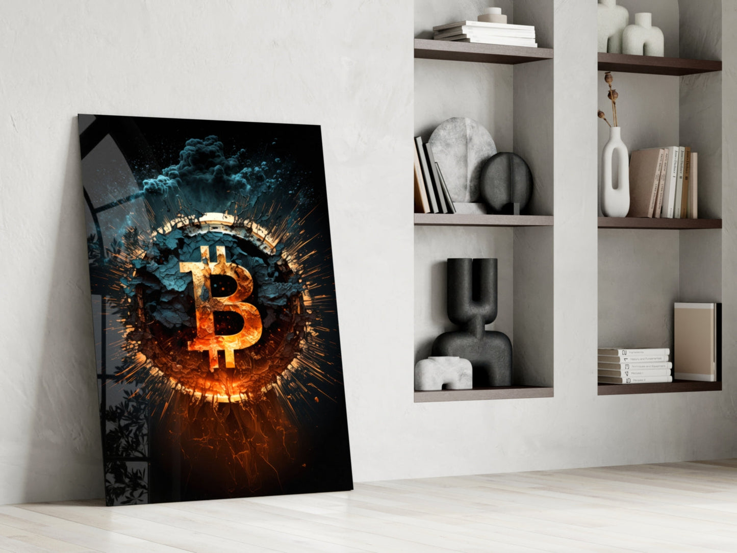 Bitcoin Glass Wall Art