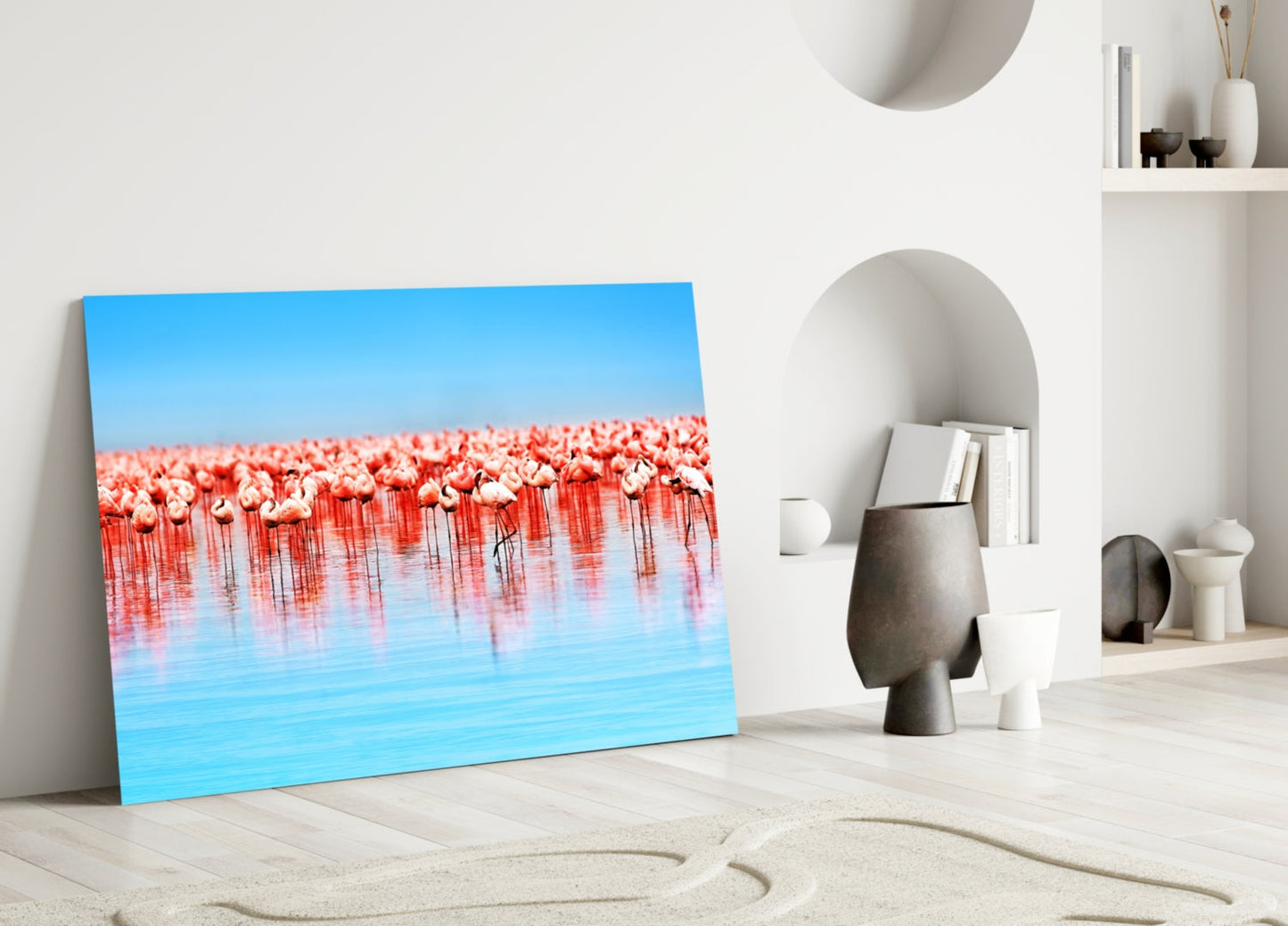 Flamingos Glass Wall Art