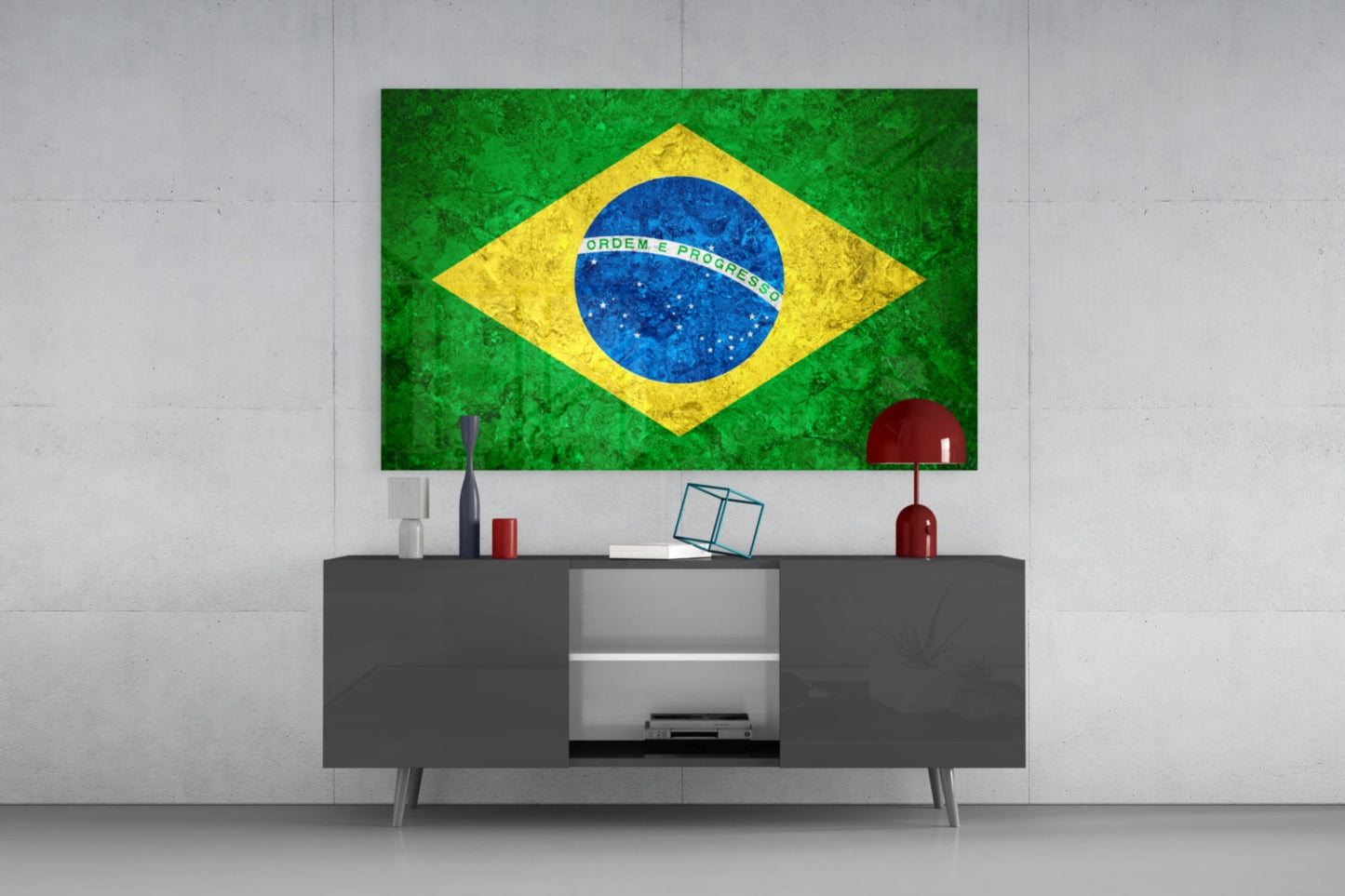 Flag of Brasil Glass Wall Art