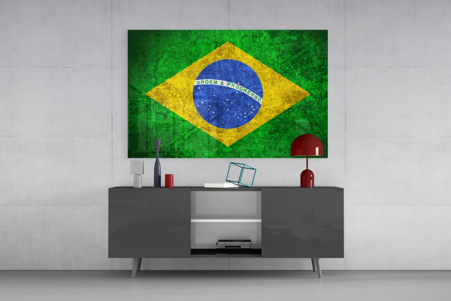 Flag of Brasil Glass Wall Art