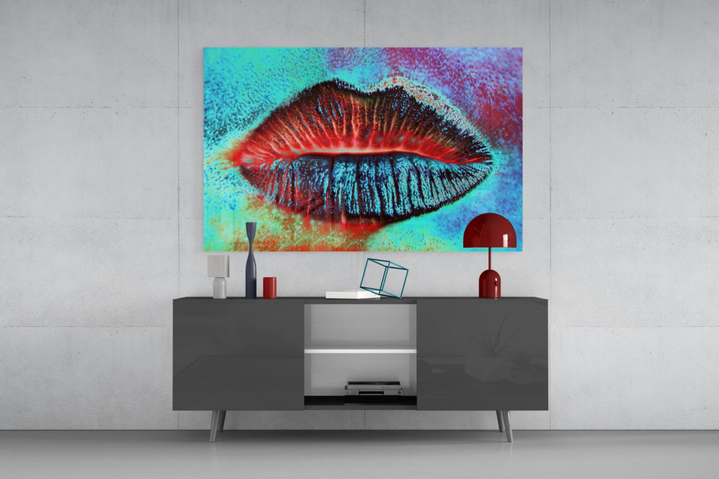 Lips Glass Wall Art