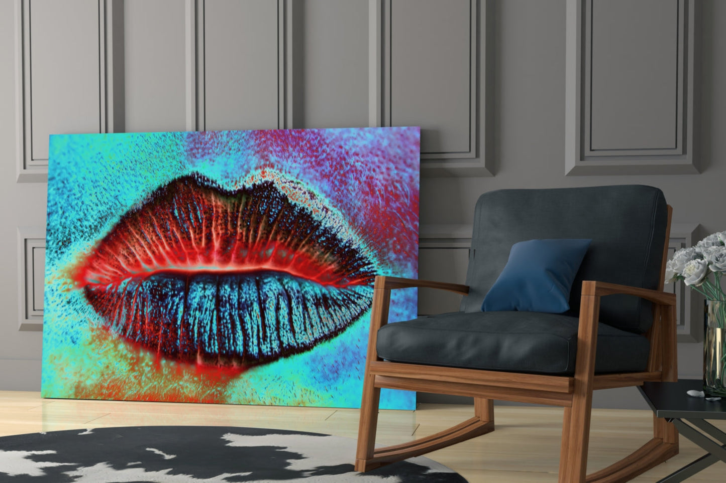 Lips Glass Wall Art
