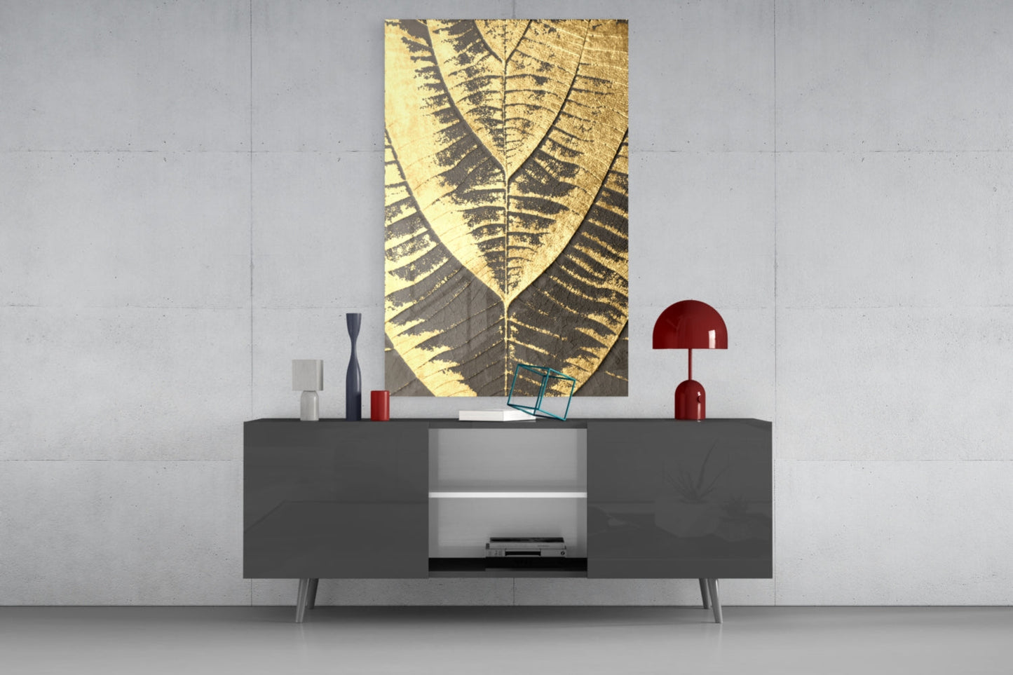Golden Leaf Glass Wall Art